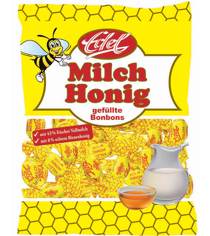 Milch-Honig gefüllt