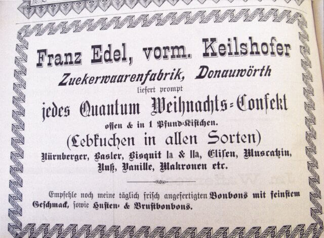 Historische Zeitungsanzeige von 1894 bewirbt Lebkuchen